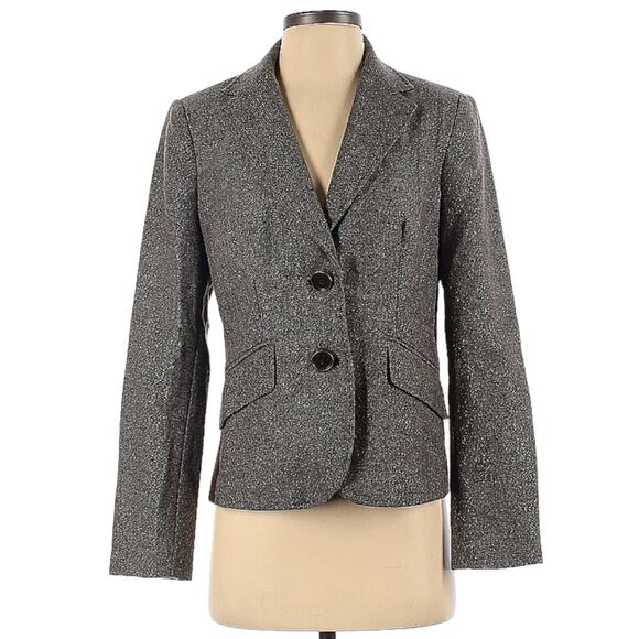 Liz Claiborne Blazer Jacket Brown Elbow Patch Wool Blend Women's S Dark Academia - Picture 1 of 16